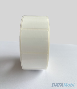 Etykieta foliowa 30x25mm, biała, błyszcząca.